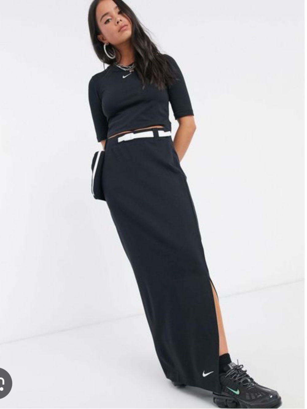 Rare Nike Black Maxi Skirt with belt and zip pouch
